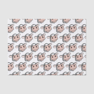 cartoon cow black white pink kiss gray farm animal tissue paper