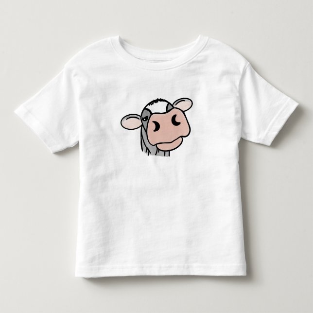 cartoon cow black white pink kiss gray farm animal toddler t-shirt (Front)