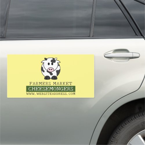 Cartoon Cow Cheesemonger Car Magnet