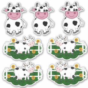 Cartoon Cow Contour Sticker Asst.