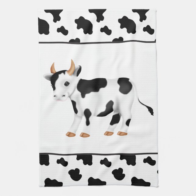 Cartoon Cow Country kitchen towel (Vertical)
