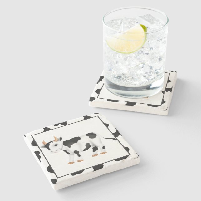 Cartoon  cow country marble coaster (Side)