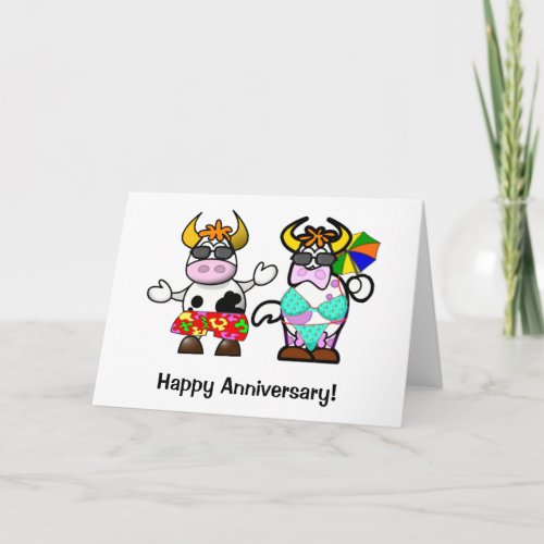 Cartoon Cow Couple Anniversary Card