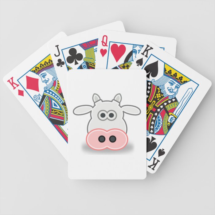 Cartoon Cow Face and Head Bicycle Poker Deck