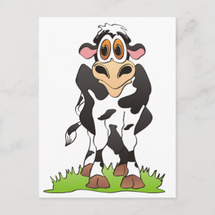 Cartoon Cow Holstein Postcard