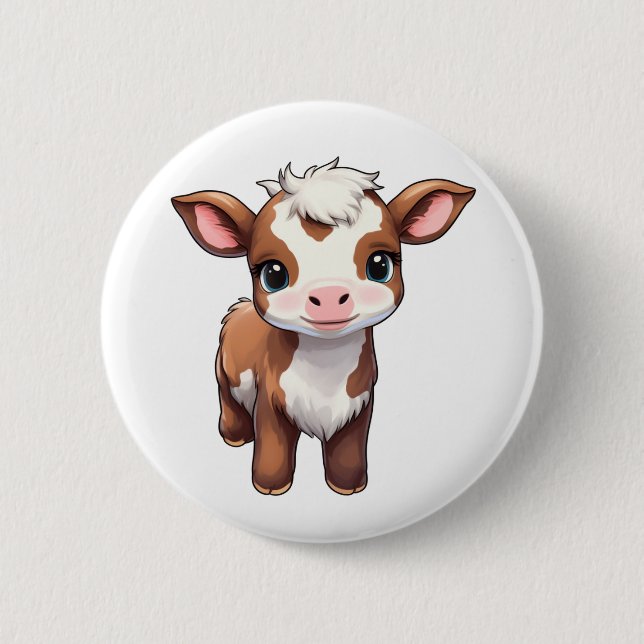 Cartoon cow illustration button (Front)