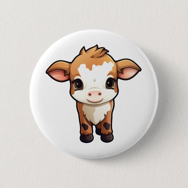 Cartoon cow illustration button (Front)
