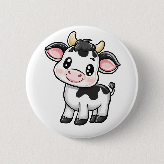 Cartoon cow illustration button (Front)