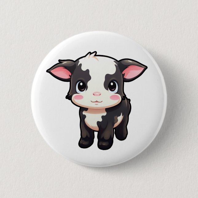 Cartoon cow illustration button (Front)