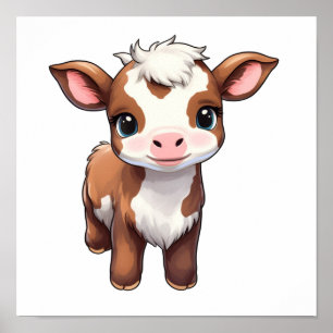 Cartoon cow illustration poster