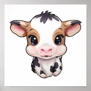 Cartoon cow illustration poster