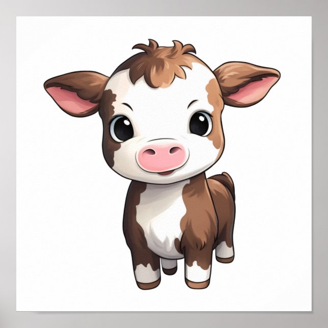 Cartoon cow illustration poster (Front)