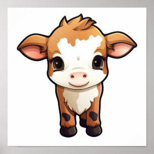 Cartoon cow illustration poster