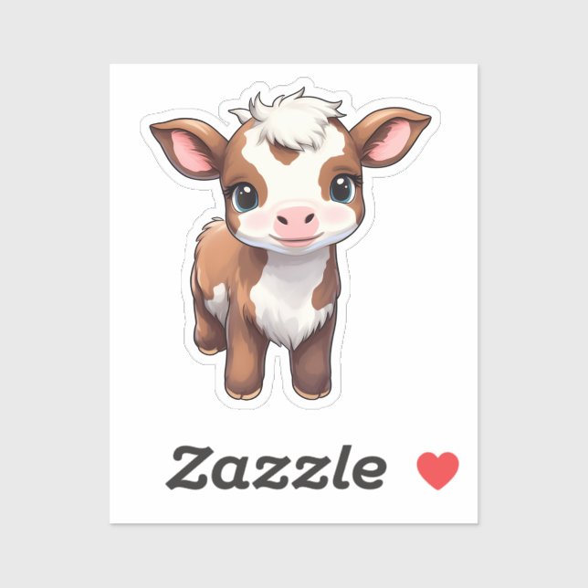 Cartoon cow illustration sticker (Sheet)