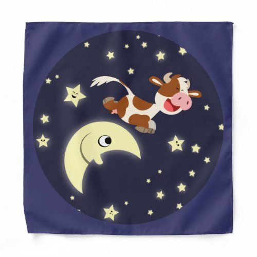 Cartoon Cow Jumped Over The Moon Bandana