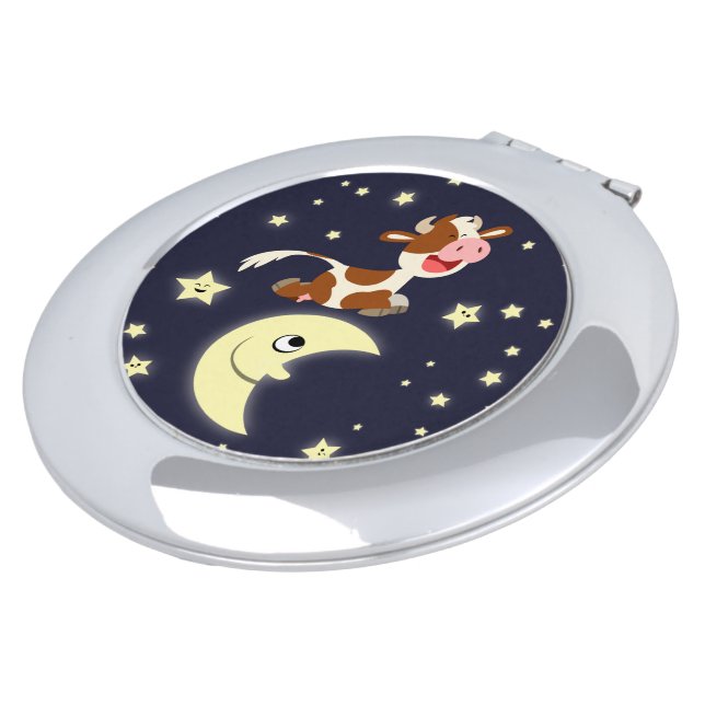 Cartoon Cow Jumped Over The Moon Compact Mirror (Turned)