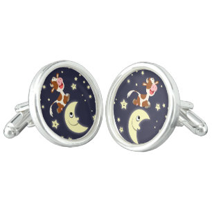Cartoon Cow Jumped Over The Moon Cufflinks