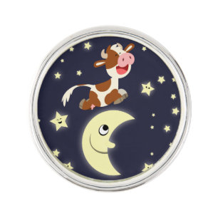 Cartoon Cow Jumped Over The Moon Lapel Pin