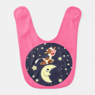 Cartoon Cow Jumping Over The Moon Baby Bib