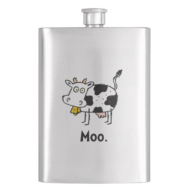 Cartoon Cow Moo Flask (Front)