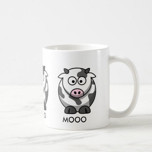 Cartoon Cow MOOO (3x around) Coffee Mug (Right)