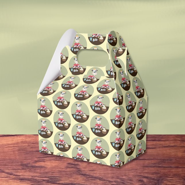 Cartoon cow painting Easter eggs pattern favor box (Creator Uploaded)