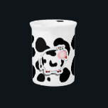 Cartoon cow, pitcher<br><div class="desc">Cartoon cow on spotted background</div>