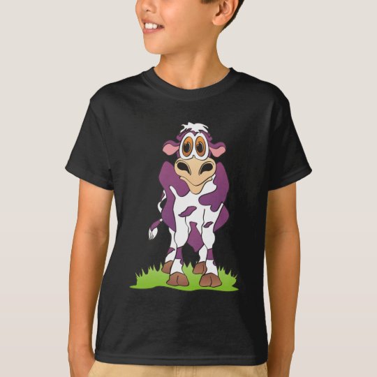 Cartoon Cow Purple T-Shirt