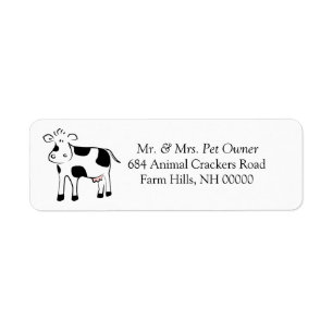 Cartoon Cow Theme Return Address Labels Stickers