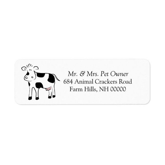 Cartoon Cow Theme Return Address Labels Stickers (Front)