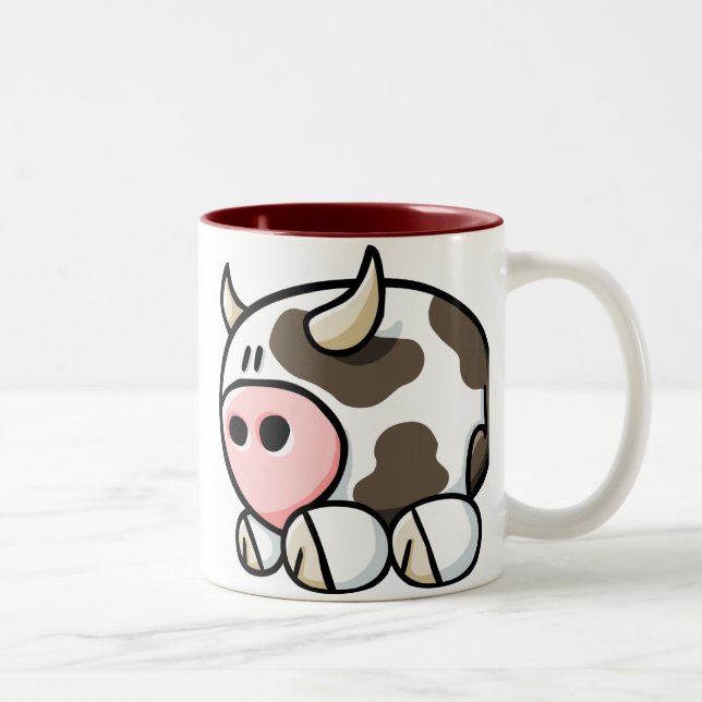 Cartoon Cow Two-Tone Coffee Mug (Right)