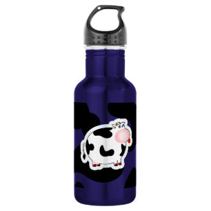 Cartoon cow, water bottle