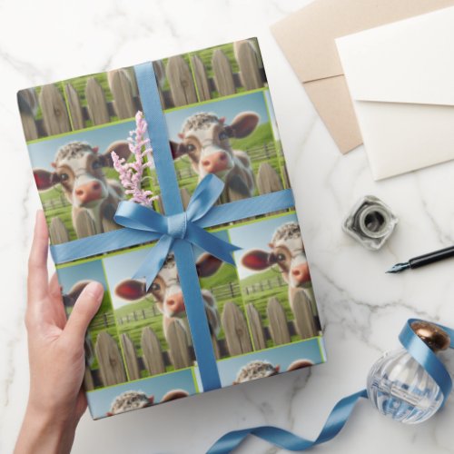 Cartoon Cow With Eyeglasses Wrapping Paper