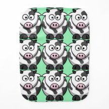 Cartoon Cow with Green Background