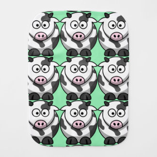 Cartoon Cow with Green Background Burp Cloth