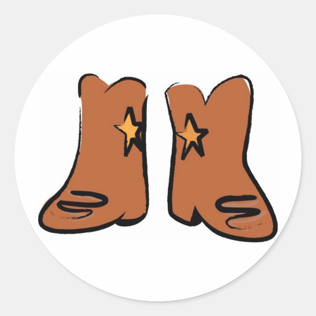 Cartoon Cowboy Boots Classic Round Sticker (Front)