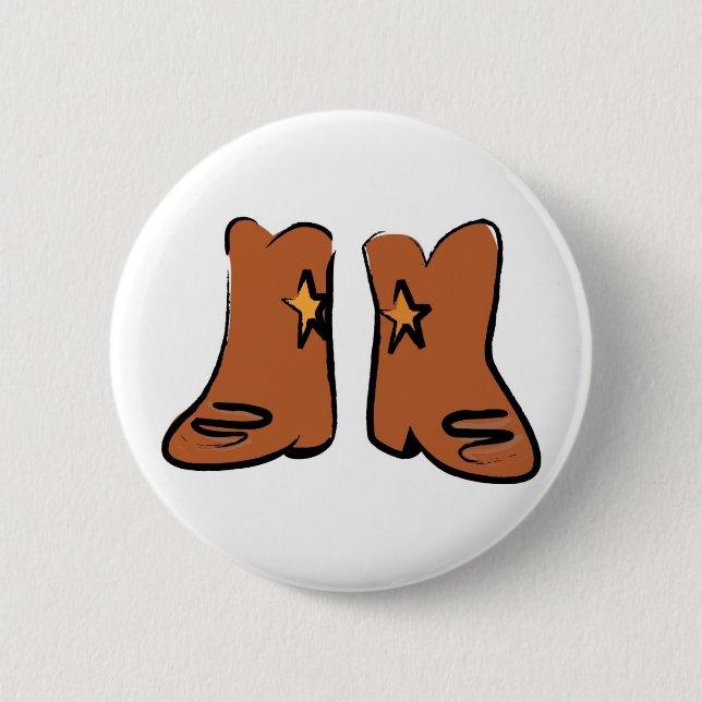 Cartoon Cowboy Boots Pinback Button (Front)