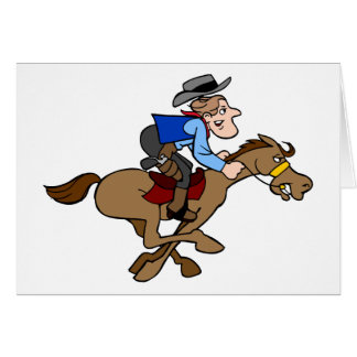 Cartoon Cowboy Gallops Fast Horse Cards
