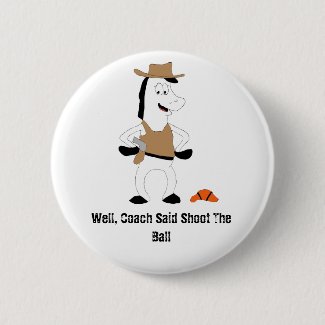 Cartoon Cowboy Horse Basketball Player Button