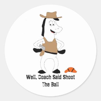 Cartoon Cowboy Horse Basketball Player Classic Rou Classic Round Sticker