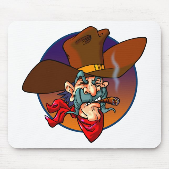 Cartoon Cowboy Mouse Pad (Front)
