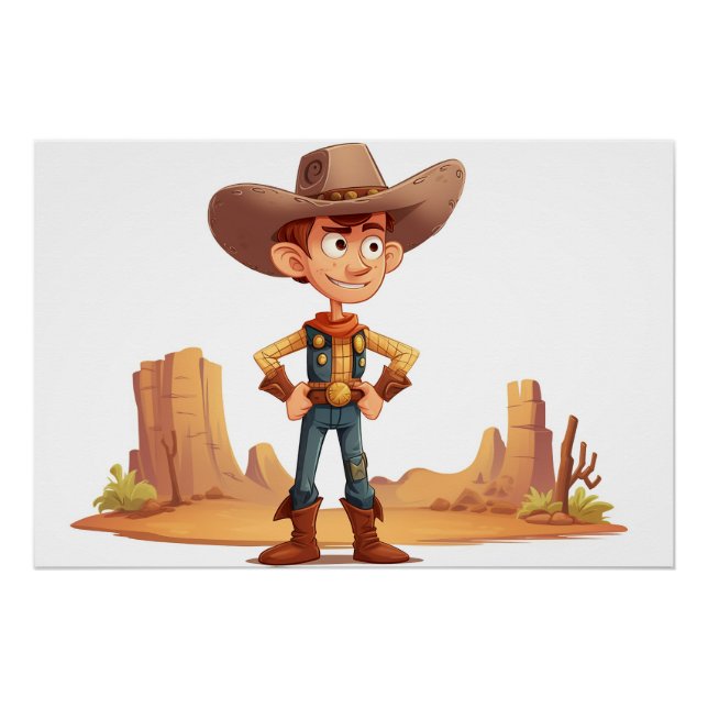 Cartoon Cowboy Poster (Front)