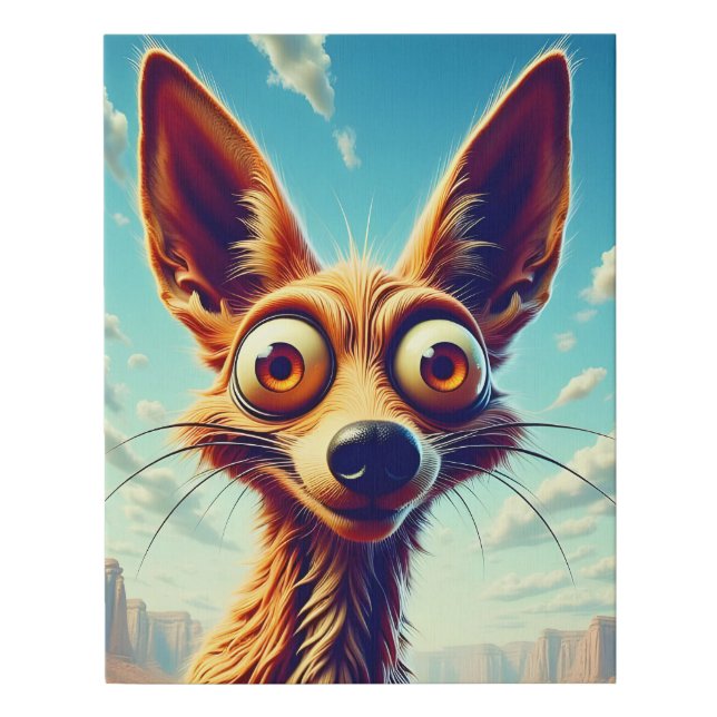 Cartoon Coyote Faux Canvas Print (Front)