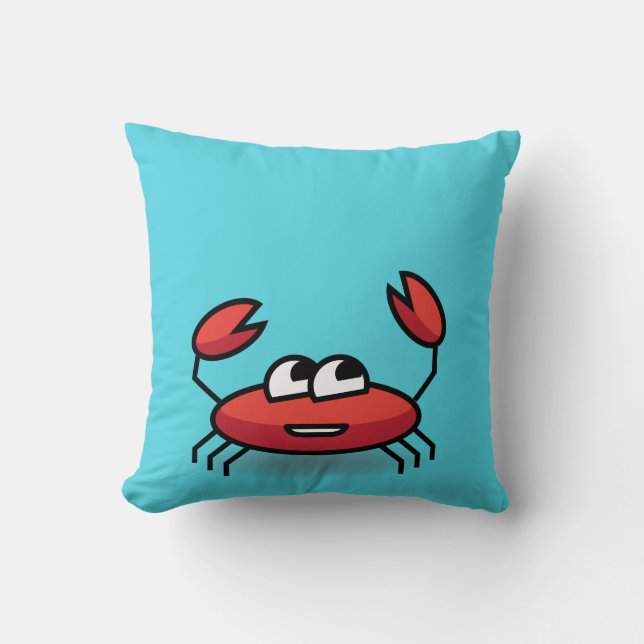 Cartoon Crab- Critter Throw Pillow (Front)