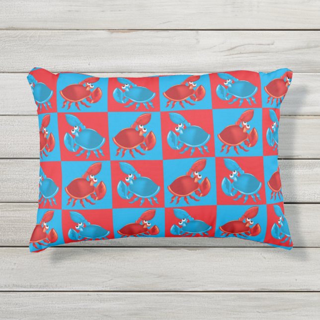 Cartoon crab mosaic outdoor pillow (Front)