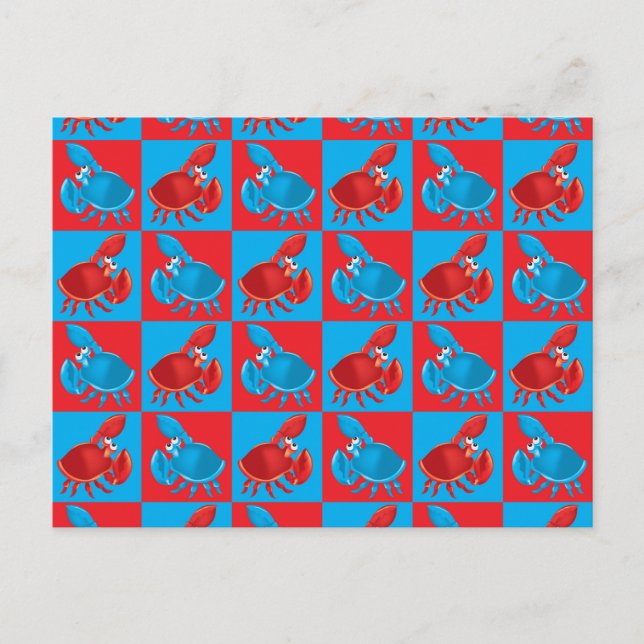 Cartoon crab mosaic postcard (Front)