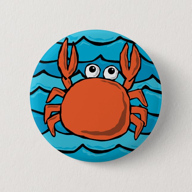 Cartoon Crab Pinback Button (Front)
