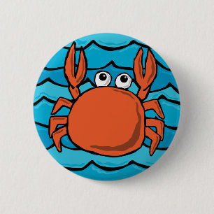 Cartoon Crab Pinback Button