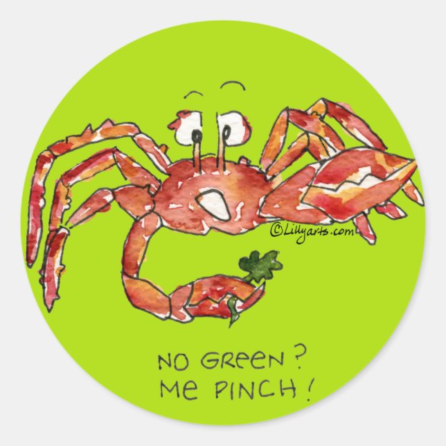 Cartoon Crab with Clover Sticker (Front)