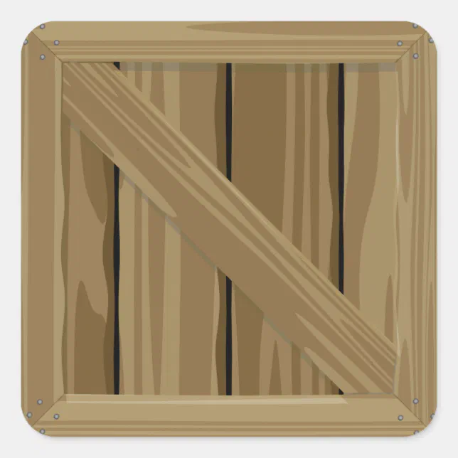 Cartoon Crate Square Sticker | Zazzle